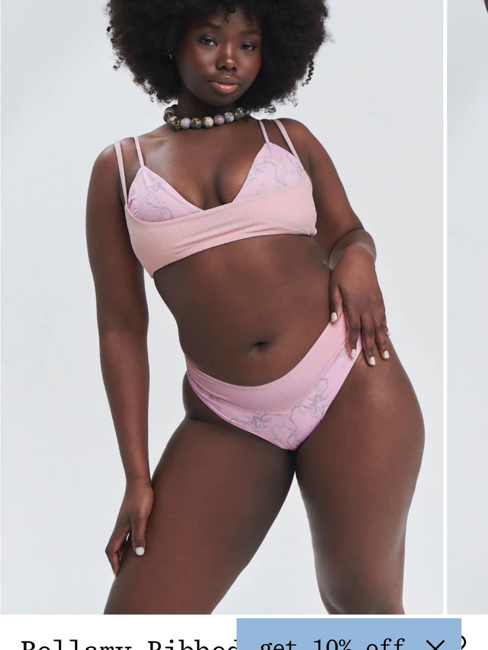 Frankie's Bikinis Light Pink Ribbed Triangle Bikini Set